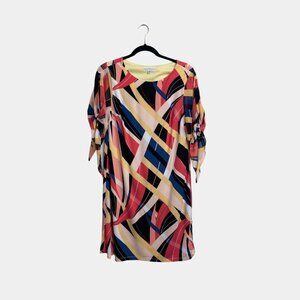Sandra Darren Multicolor Print Professional Dress – Size Medium | 3/4 Sleeve